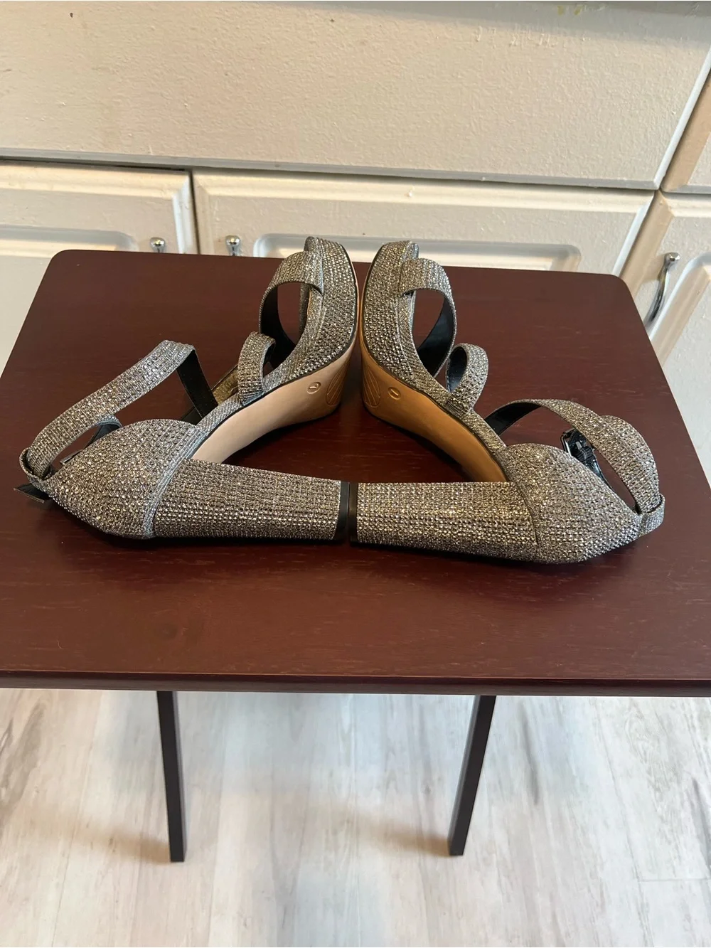 Limelight Women's Lainey Sparkle Platform Block Heel Pewter Sandals Size 7